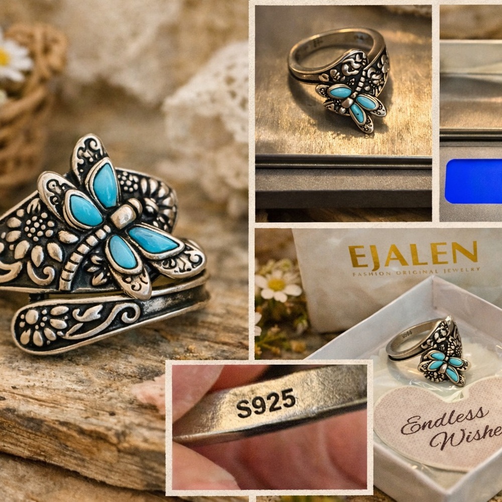 🦋💙 EJALEN Turquoise Dragonfly Ring/wth Box💙🦋 - Picture 10 of 12
